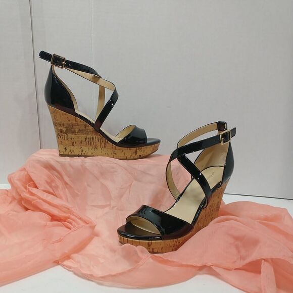 Liz Claiborne Womens 7M Platform Wedge Harmond  Sandals. Color Black. - Picture 1 of 11